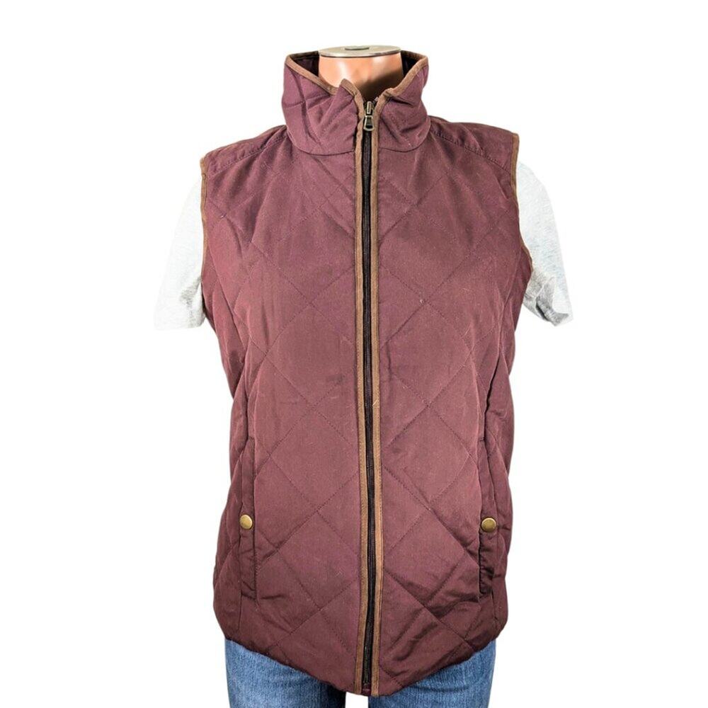 G.H. Bass Ladies Small Burgundy Quilted Full Zip Lined Vest w/Pockets
